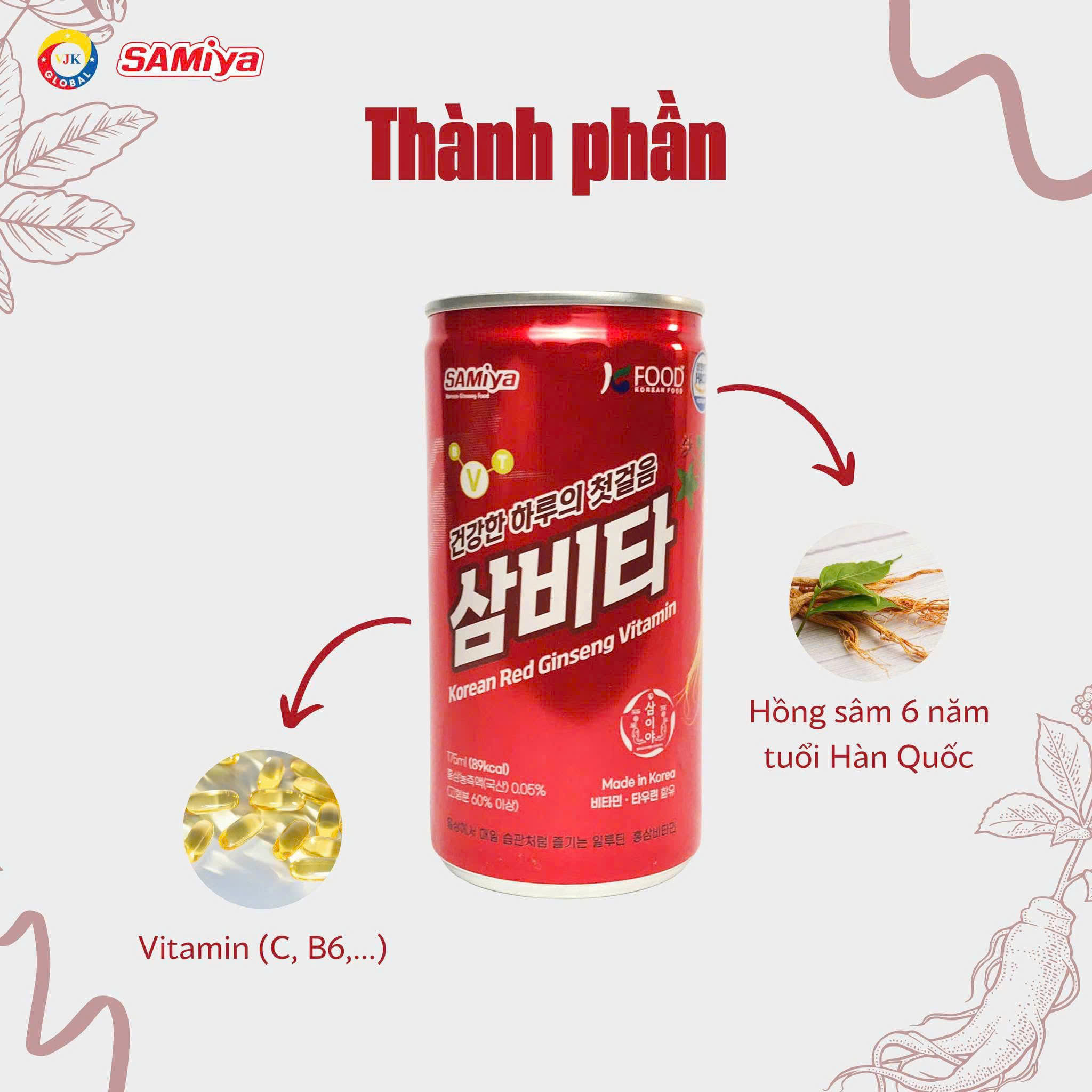 Nước Uống Hồng Sâm Vitamin Hàn Quốc Samiya - Ảnh 5